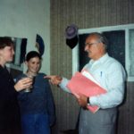 Dudley chatting with some of his cast